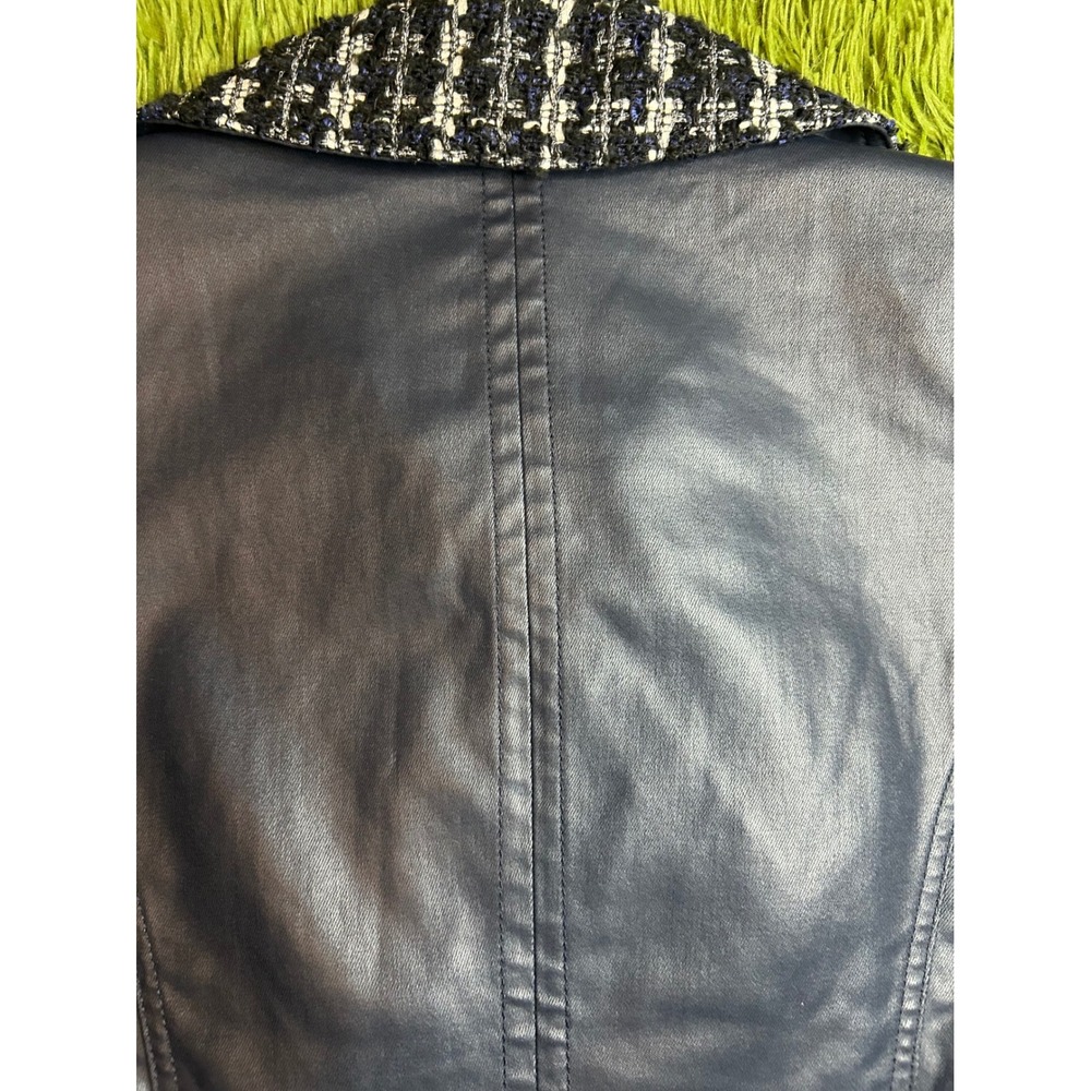 White House Black Market Jacket Women Size 6 Navy Mixed Tweed Moto Double Breast - Picture 12 of 12